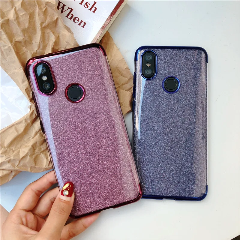 

Glitter 2 IN 1 TPU Phone Case For XiaoMi A2 A1 5X 6X F1 RedMi Note 6 Pro 4X 4 6A 5A 4A S2 5 Plus Cover Silicone Bling Soft Cases