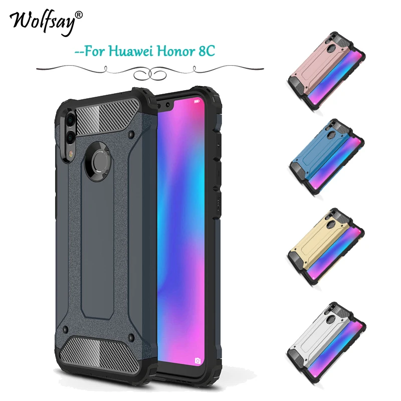 

Armor Case Huawei Honor 8C Cover Luxury Shockproof Hard PC Phone Case For Huawei Honor 8C Silicone Cover Huawei Honor 8C Shell