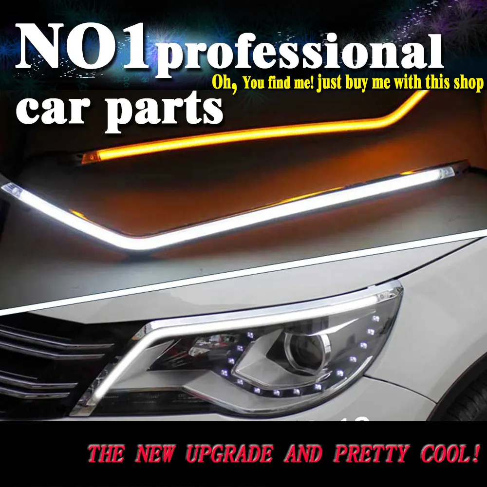 

Car Headlight LED Eyebrow Daytime Running Light DRL With Yellow Turn Signal Light For VW Volkswagen Tiguan 2010-2012