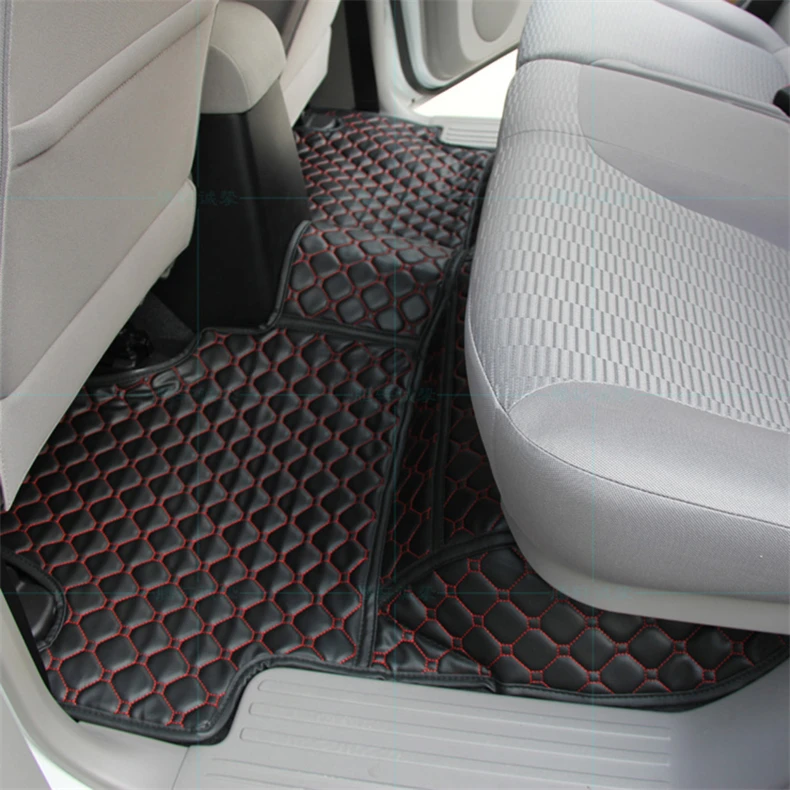 lsrtw2017 leather car interior floor mats for mitsubishi Montero pajero sport 2008 2009 2010 2011 2012 2013 3 rows mat