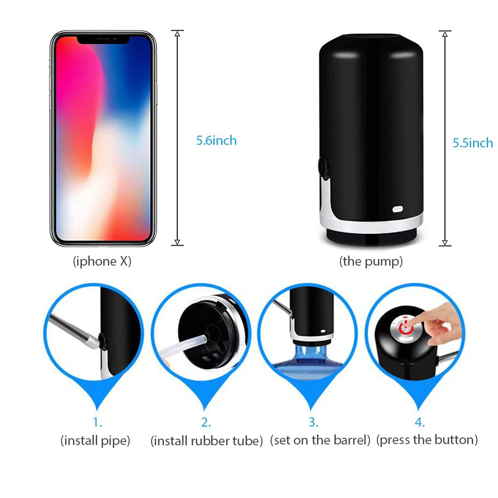 5 Gallon Water Dispenser USB Charging Portable Electric Drinking Water Bottle Pump Dispenser 2000MA Battery Powered