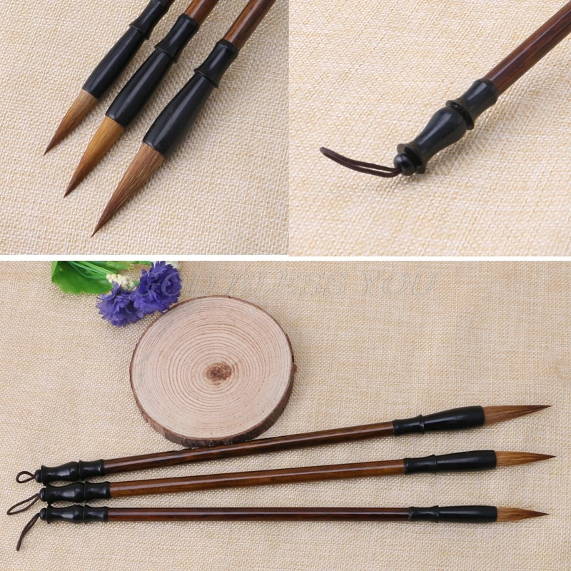 New 1PC Chinese Calligraphy Brushes Pen Wolf Hair Writing Brush Wooden Handle