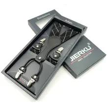 Кожа, 4 зажима, подтяжки, мужские подтяжки, мужские винтажные повседневные штаны в западном стиле, ремень, Y-Back ligas Tirantes