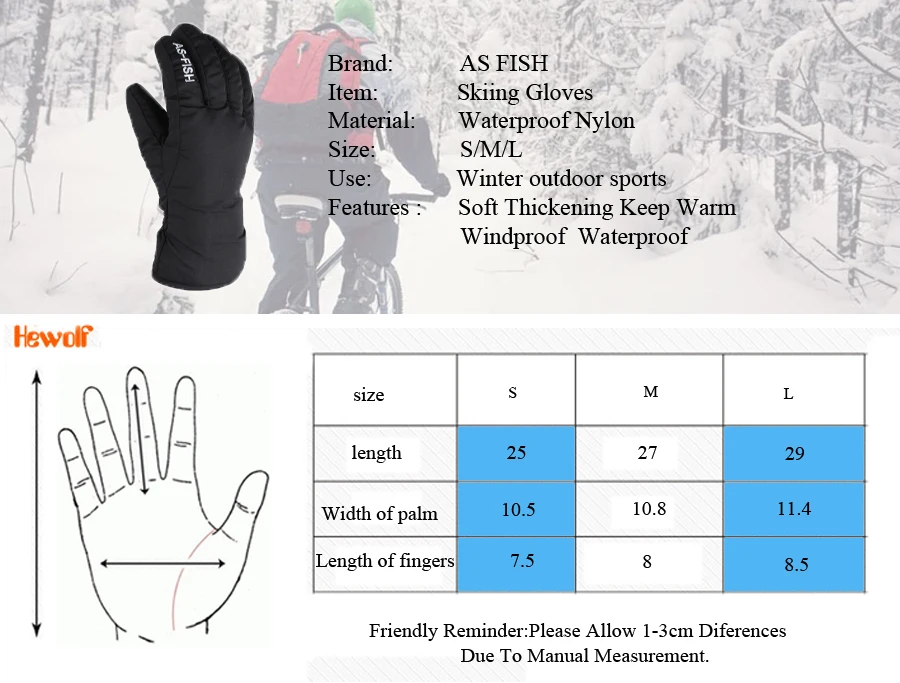 Как рыба лыжные перчатки Сноуборд перчатки Снегоход Мотоцикл езда зимние перчатки сохраняющие тепло ветрозащитные водонепроницаемые зимние перчатки унисекс