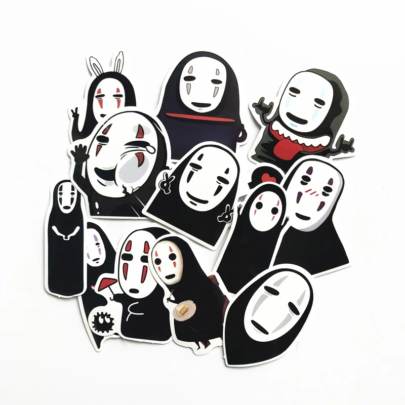 

12pcs Spirited Away No Face Man Sticker Cute Q Miyazaki Hayao Classic Cartoon Movie Film Car Bike Luggage Stickers