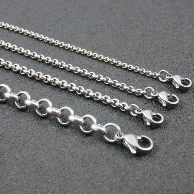 2/2.5/3/6/7/8/9mm Rolo Chain Stainless Steel Silver Round O Chain Necklace Women Chain Pendant