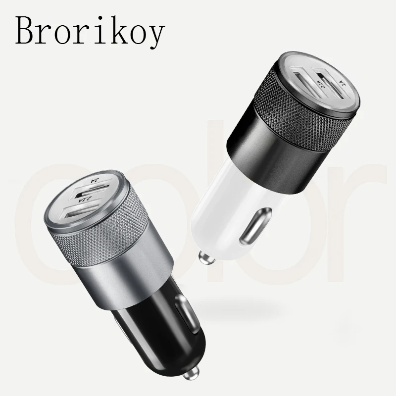 Brorikoy 2 usb ميناء شاحن سيارة محول سيارة شاحن ولاعة السجائر الهاتف المحمول الذكية شحن ل فون 6 بود باد xiaomi