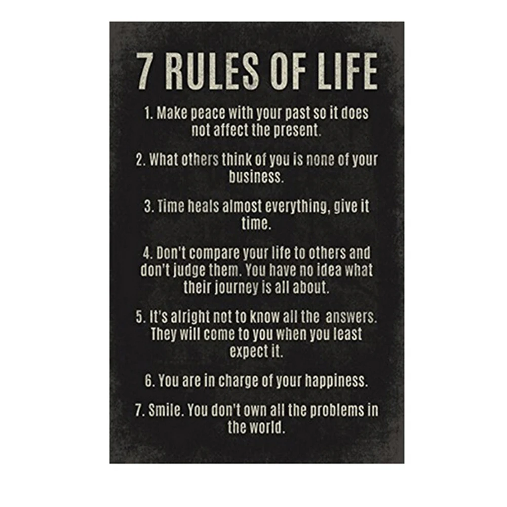 

7 Rules Of Life Letters Motivational Poster Inspirational Quote Wall Art For Classroom Office Home Decorations 30*45Cm Colorful