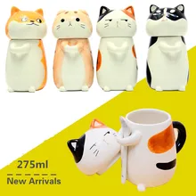 Cartoon Tasse 275 ml Husky Keramik Persönlichkeit Becher mit Löffel Milch Tassen Büro Kaffee Becher Nette Kreative Becherschale Frühstück becher