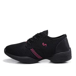 Женская дышащая танцевальная обувь для фитнеса для взрослых, мягкая, джаз, современные, Квадратные танцевальные кроссовки для фитнеса