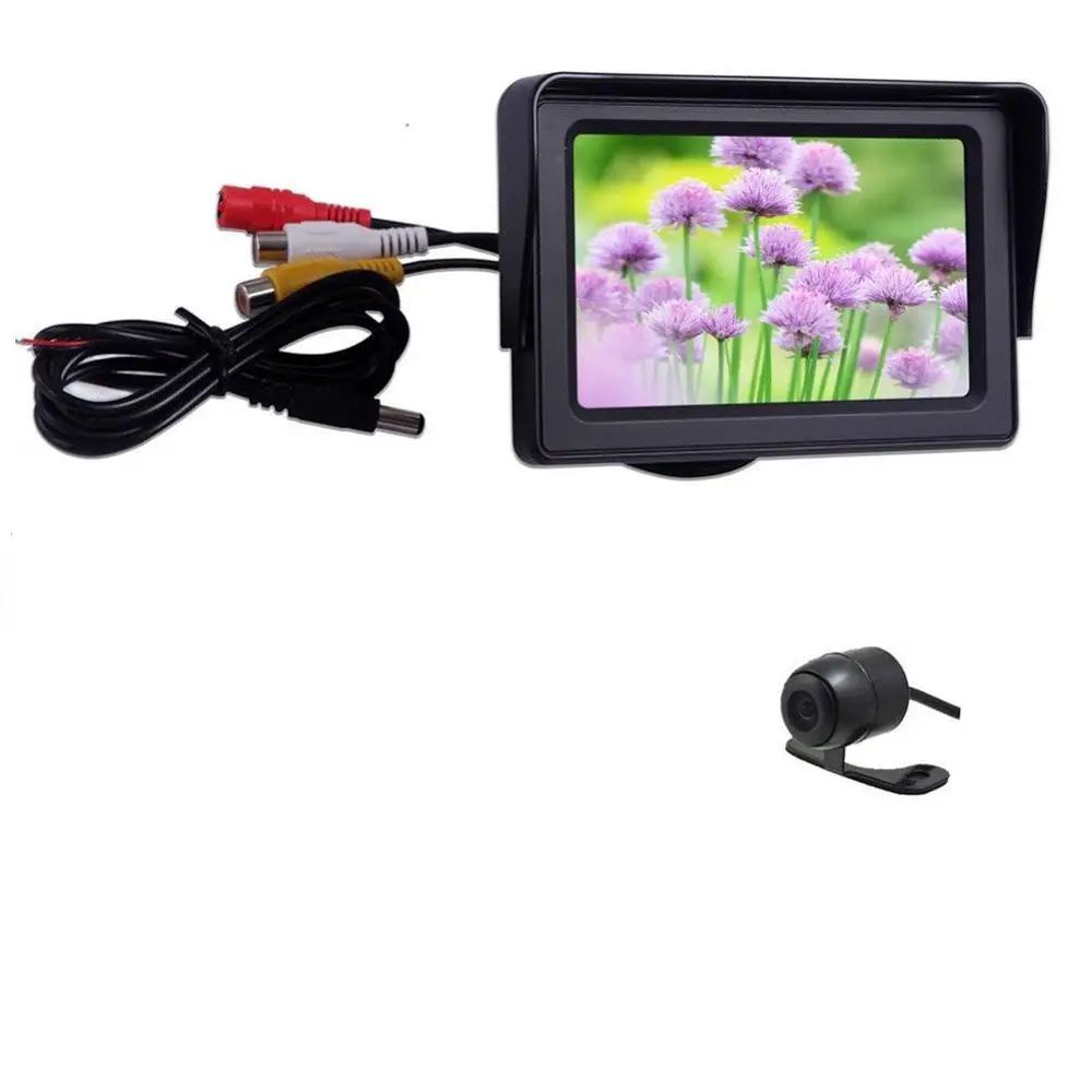 Cheap TFT LCD Color Anti-glare HD 4.3 inch 2 Video Input Car Monitor Screen DVD VCD with Reversing Camera 0