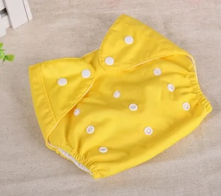 Детские Тканевые Многоразовые подгузники, моющиеся подгузники для новорожденных, регулируемые подгузники, подгузники для детей, стираемые тканевые подгузники - Цвет: Цвет: желтый