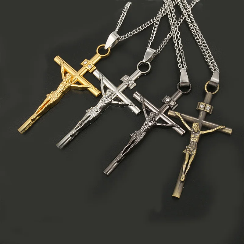 Jesus Christianity Cross Choker Necklace Men and Women Fashion Jewelry Link Chain Necklaces for
