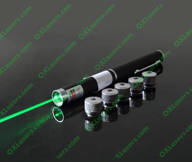 OXLasers 5mw 5 patterns 5 in 1 green laser pointer pen with 5 star caps