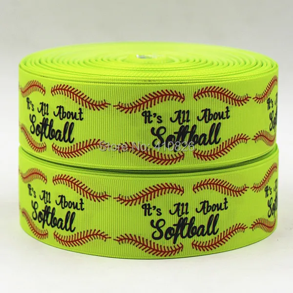 Q&N /OEM 1.5inch 38mm 150325002 softball printed grosgrain ribbon 50yds