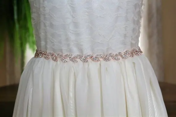 MissRDress простой тонкий свадебный пояс розовое золото стразы лист пояс невесты ювелирное свадебное украшение JK946