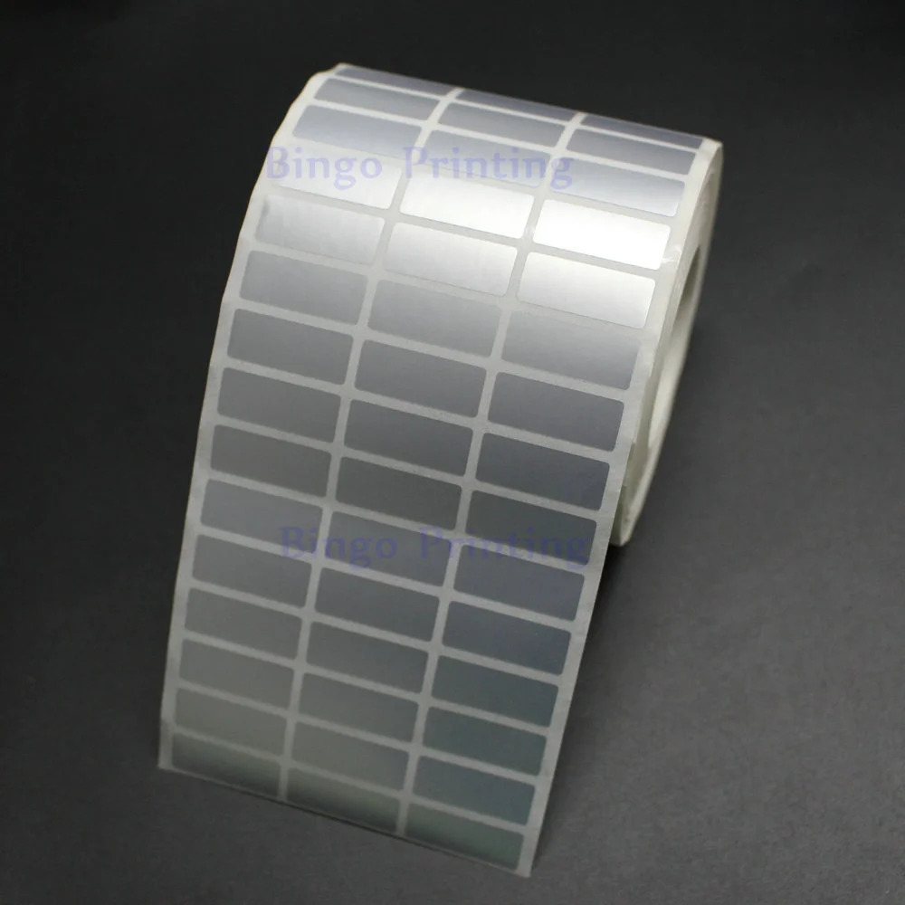 Sticker label 25*10 mm 10000pcs/Roll Thermal Transfer Silver PET Label Waterproof Tearproof Oilproof Barcode Label
