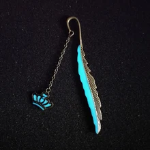 Серебряные закладки страница маркер металлическая Закладка Книга аксессуары перо Корона светится в темноте