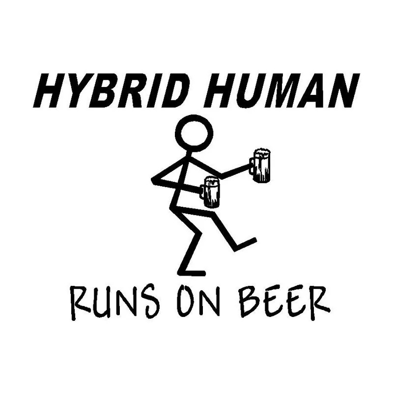 16 9cm 12 7cm Funny Car Decal Hybrid Human Runs On Beer Vinyl 16 9cm 12 7cm Funny Car Decal Hybrid Human Runs On Beer Vinyl Sticker Styling Stickers Black Sliver C8 0497