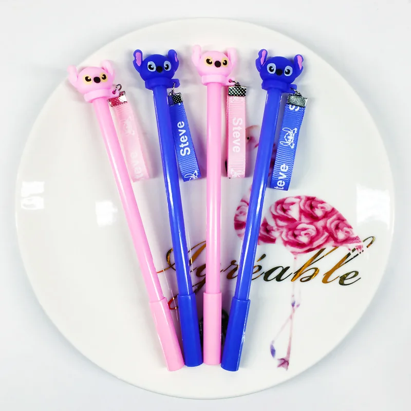 

48pcs/pack Erasable Blue Ink Creative Cute Cartoon 3D Stitch Students Gel Pen Water Ink Signing Pen School Office Stationery