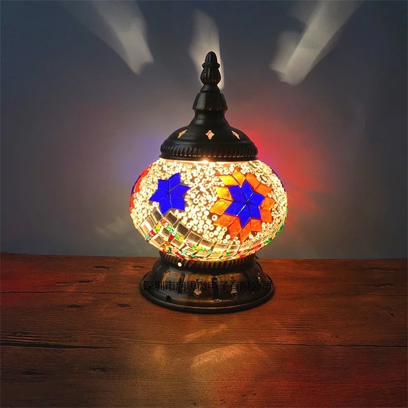 Новейшая Турецкая мозаичная настольная лампа винтажный арт-деко ручной работы lamparas de mesa стеклянный романтический светильник для кровати lamparas con mosaicos
