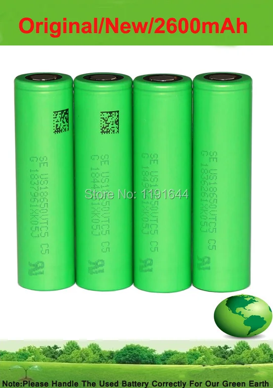 

Free shipping!!!4PCS/LOT 100% original 3.6V 18650 US18650 VTC5 2600mAh High drain 30A discharge battery for Sony