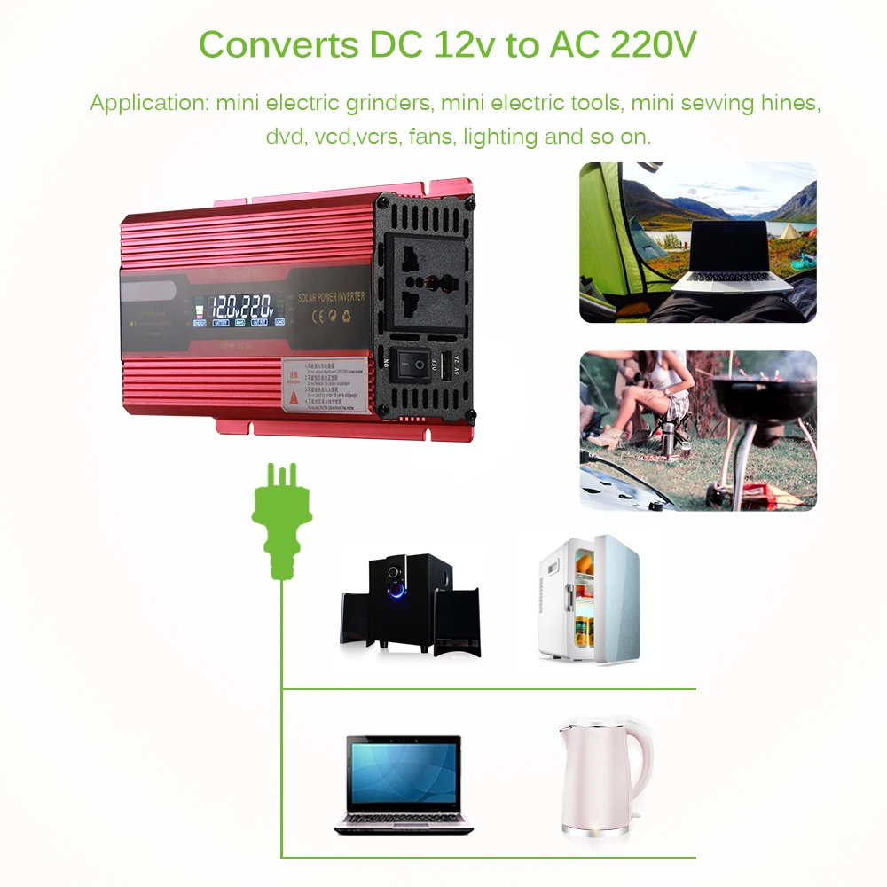 4000 Вт DC12/24 В до AC110/220 В 4 USB интерфейса светодиодный цифровой дисплей Солнечный автомобильный инвертор преобразователь питания высокого качества из алюминиевого сплава