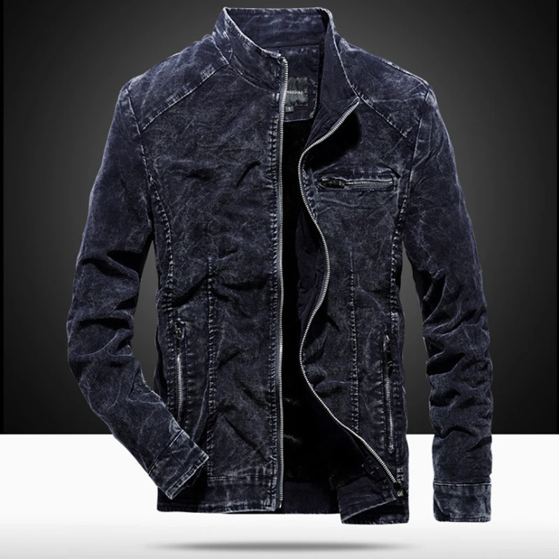 Ретро джинсовая куртка Для мужчин Slim Fit хлопковая Новый Повседневное ковбой