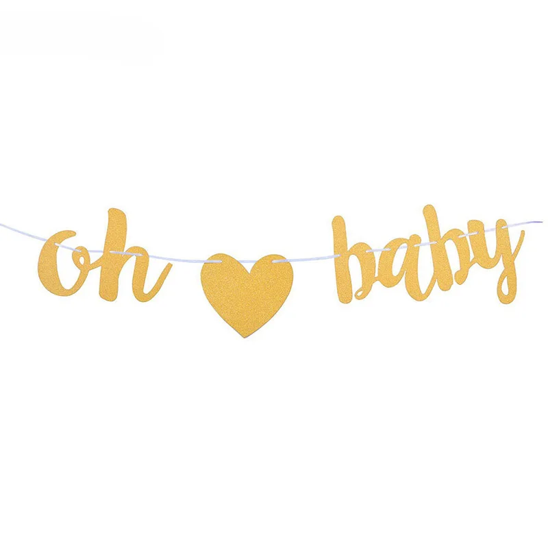 1 шт. с надписью Oh Baby золото баннер блестками знак День рождения шапочка для душа