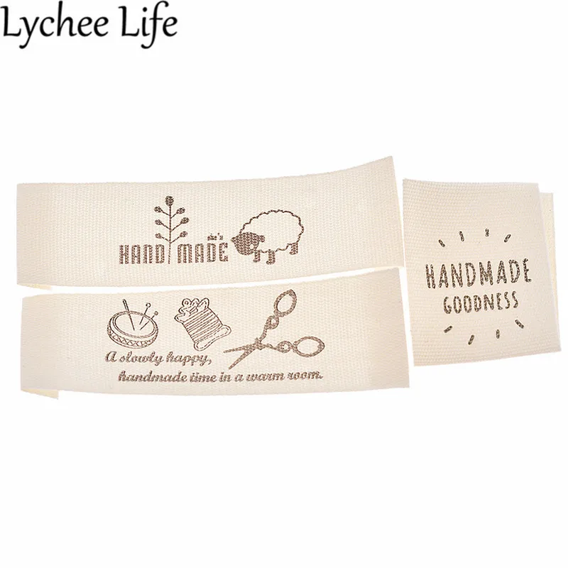 Lychee Life 50 шт моющиеся хлопковые этикетки с надписями Мультяшные овцы печатные