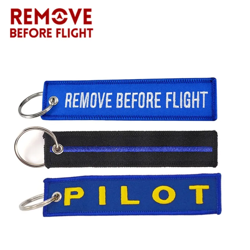 Remove Before Flight Keychain for Important Things Tag Blue Embroidery Key Fobs OEM Key Chain Jewelry Aviation Gifts (2)_