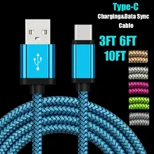 1~ 3 м Прочный Плетеный тканый type-C USB-C кабель для зарядки и синхронизации данных для samsung S8 Note 8 для Oneplus 5 3 2 LG G5 G6 Лот