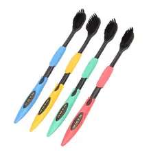 4 шт Двойная ультра мягкая зубная щетка бамбуковый уголь нано зубная щетка чистка зубов Зубная щетка для гигиены полости рта черная или желтая головка