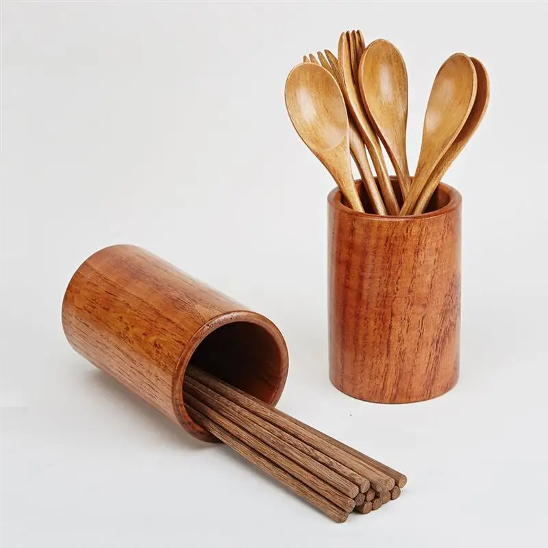 

Chopsticks Rack Wooden Home Use Multifunctional Utensils Storage Rack Drain Storage Holder for Cutlery Spoon Fork