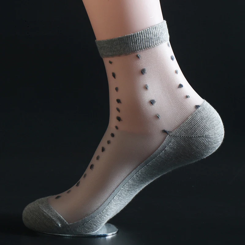 

Korean 5 Pairs/Lot 2019 Summer Men Personality Ice Silk Cotton Ultra-Thin Short Socks Male Dot Transparent Business Cool Bas