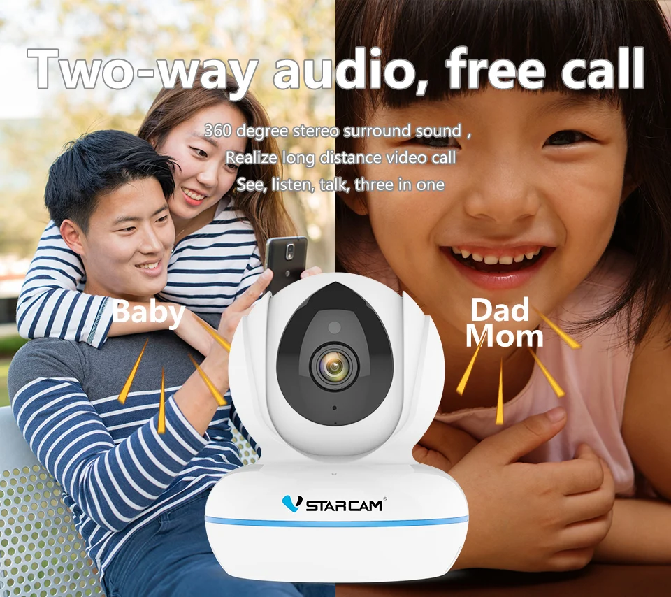 Камера видеонаблюдения Vstarcam C22Q 4 МП 2 4G/5G Wi Fi ИК ночное видение с сигнализацией
