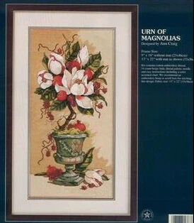 CS-1564 Cross Stitch Kit Urn of Magnolias Magnolia Flower Flowers  dim 13637.jpg