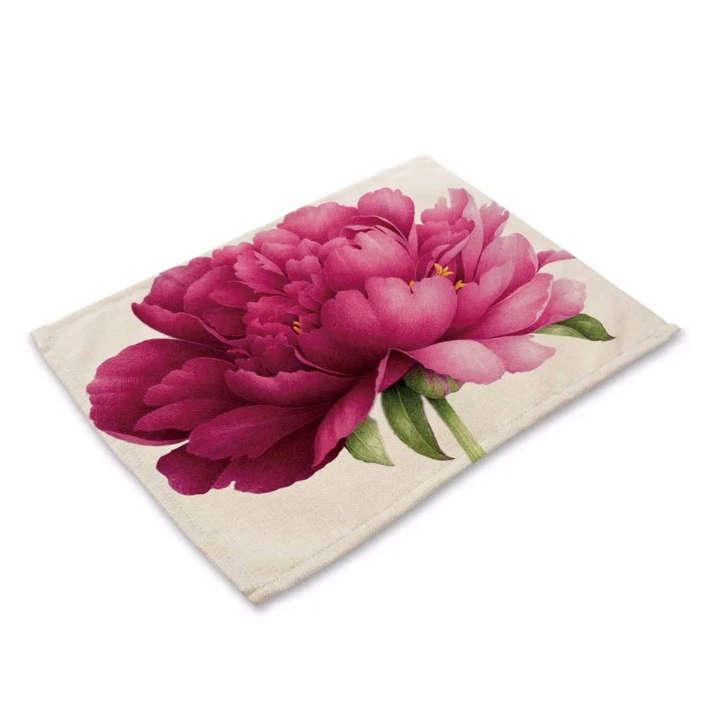 Fashion Flower Rose Pattern Table Mat Kitchen Decoration Table Napkin For Wedding Table Mat Placemat Dining Accessories