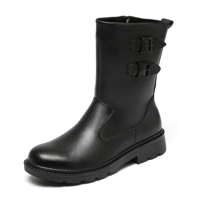 Зимние кожаные мужские ботинки теплые плюшевые зимние ботинки уличные мужские ботильоны на плоской подошве водонепроницаемые противоскользящие короткие ботинки мужская обувь с высоким берцем - Цвет: Black