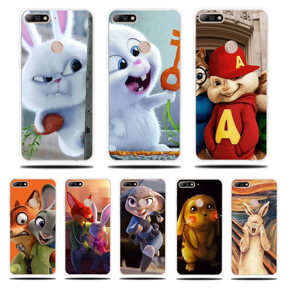 Rabbit Pikachu Silicone Phone Case For Huawei Y5 Y6 ii Prime 2017 2018 Cover Y7 Pro Y9 2019 |