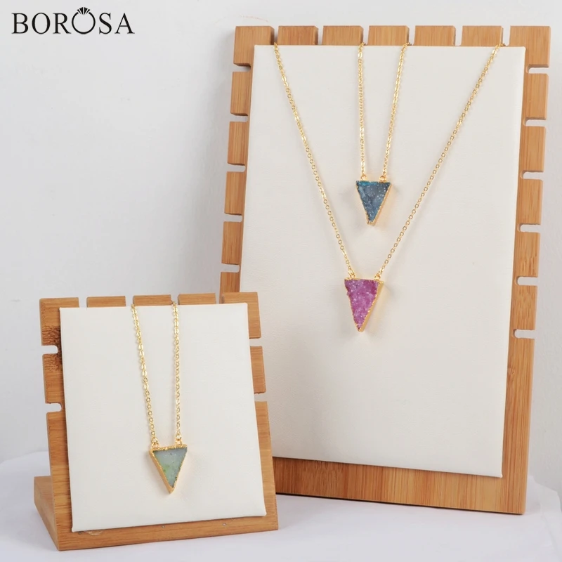 BOROSA треугольные окрашенные цвета натуральная Друза Drusy Agates Geode Connector Радужный