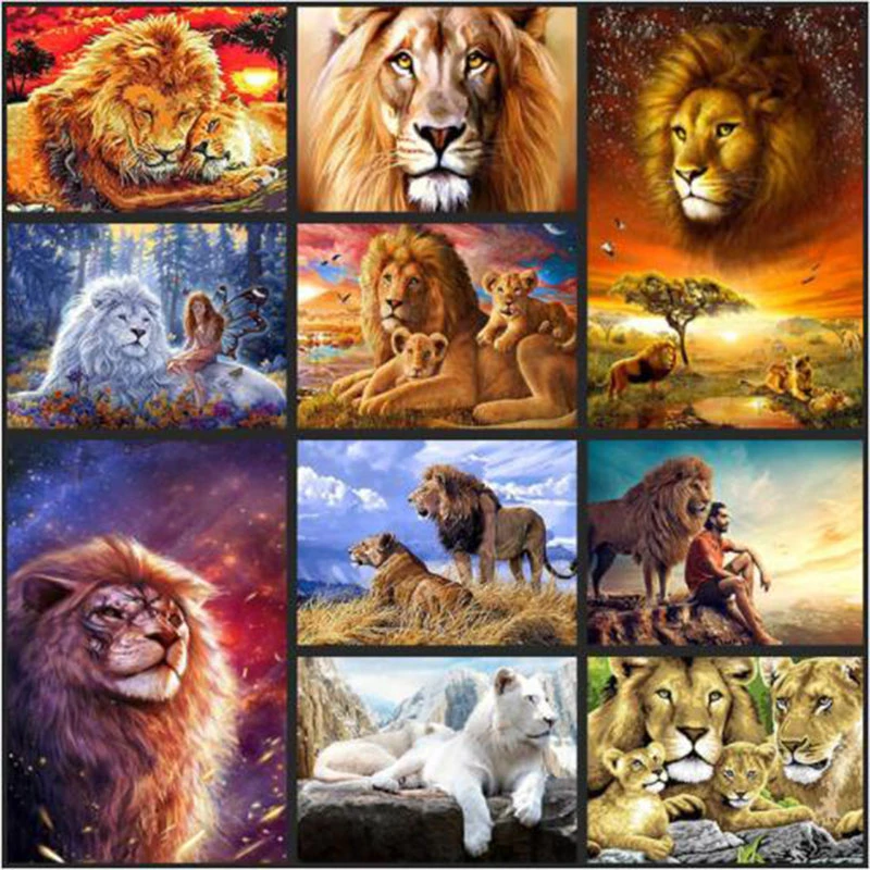 Diamond Painting Full Drill 5D Lion Lovers Mosaic Embroidery Cross Craft DIY