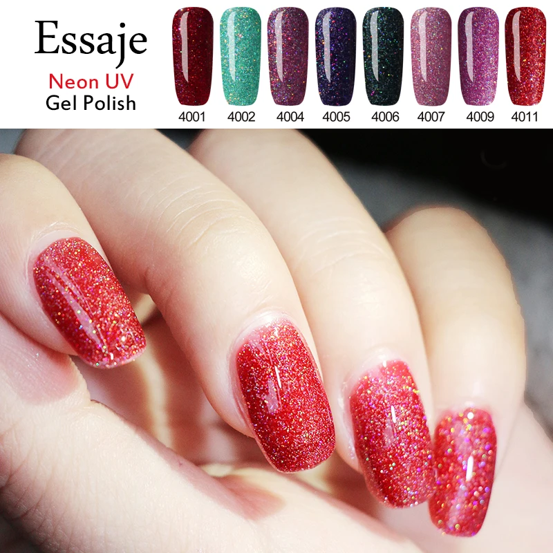 Essaje Neon Rainbow Shimmer UV LED Lamp Gel Nail Polish Long-Lasting Hybrid Art Varnish for Nails 7ml | Красота и здоровье