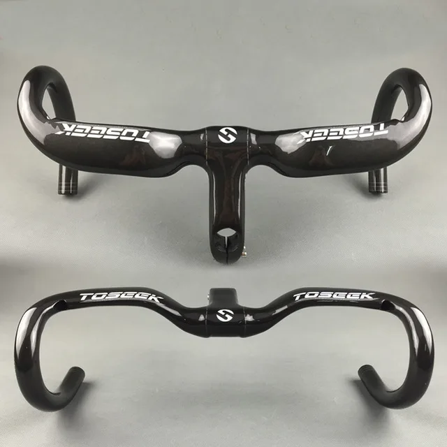TOSEEK Carbon Road Bike Bicycle Racing Drop Integrated Bar Stem Rise Handlebar