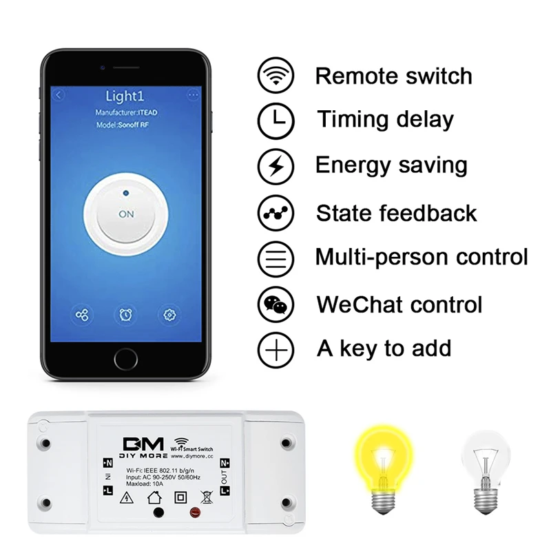 AC 110V 220V базовый WiFi переключатель DIY Беспроводной Дистанционный Domotica светильник интеллектуальное реле для домашней автоматизации модуль контроллер для IOS Android