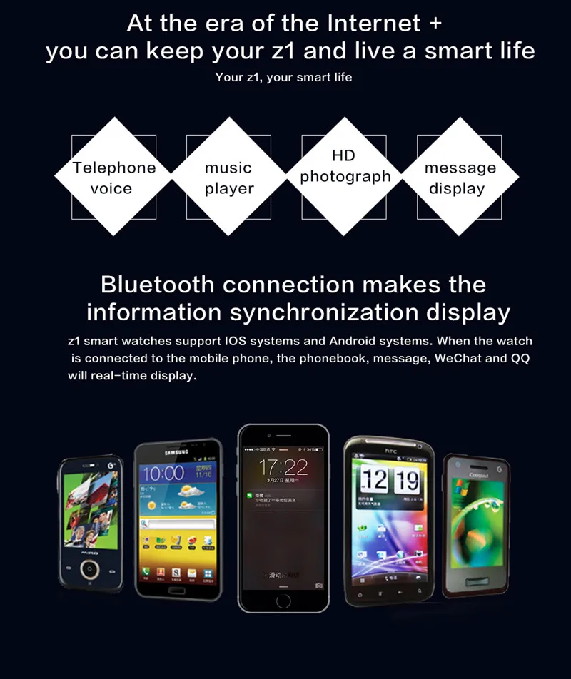 Dispositivos para Android Leitor de Música Relógio Inteligente Bluetooth Chamada Smartver Esportes Passometer Câmera Saúde Redonda Wearable Pulseira 7 Relógios inteligentes