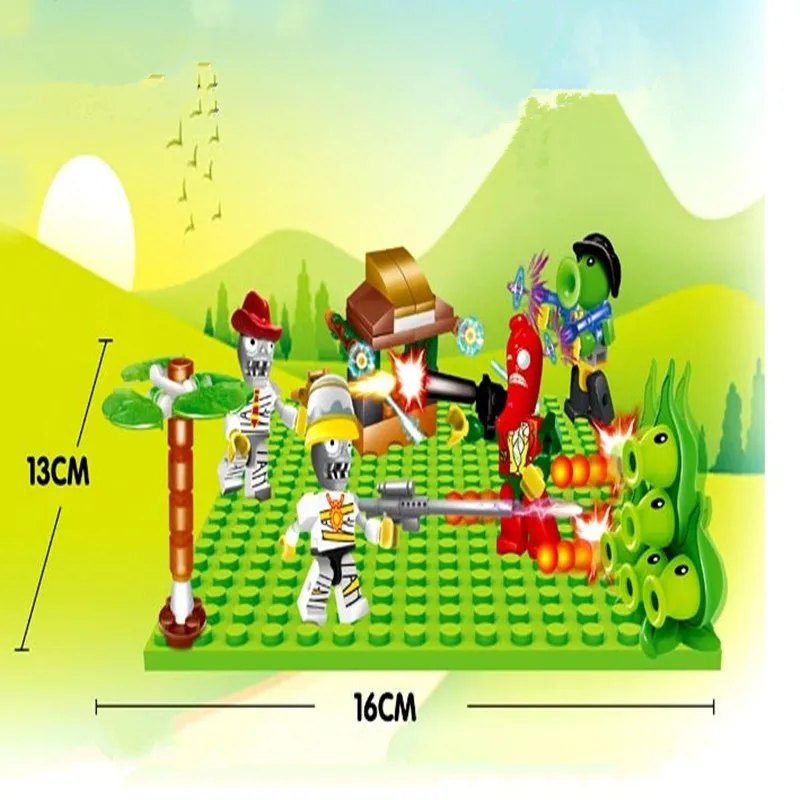 Plants vs Zombies struck game wars figures Dolls Desktop Building Blocks Bricks kids font b toys