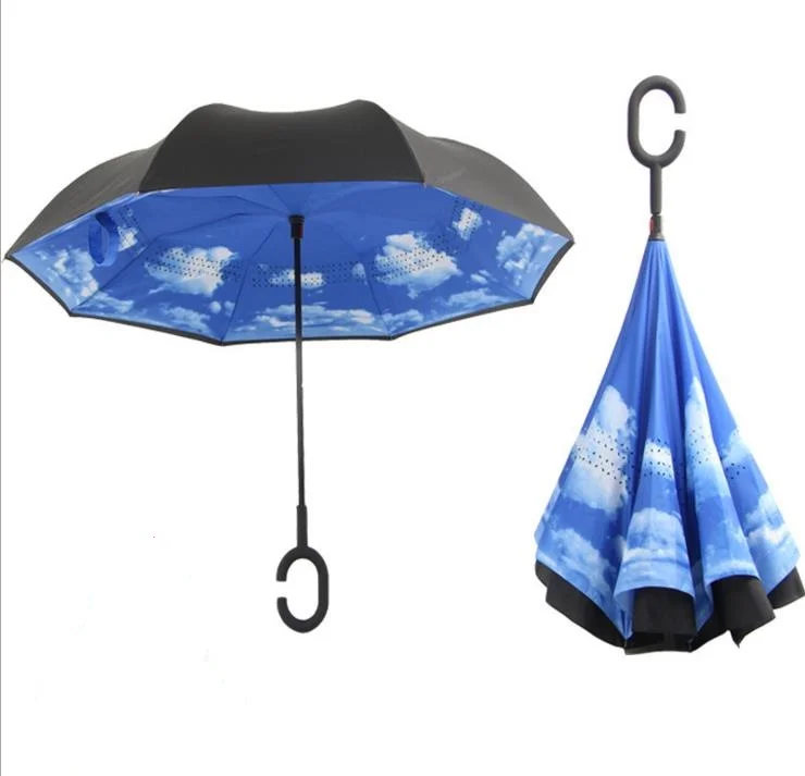 Double Layer Upside Down Inverted Umbrella Reverse-Design Umbrella Windproof US