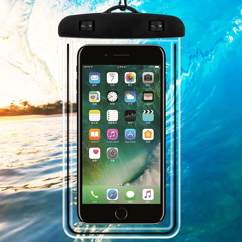Универсальный светящийся Водонепроницаемый телефон уплотнения Дайвинг защитный противоударный чехол с ремешком для мобильного телефона для iPhone 8, 7, 6 S, 6 S Plus, X 10 Крышка для samsung S8 S9 Note8