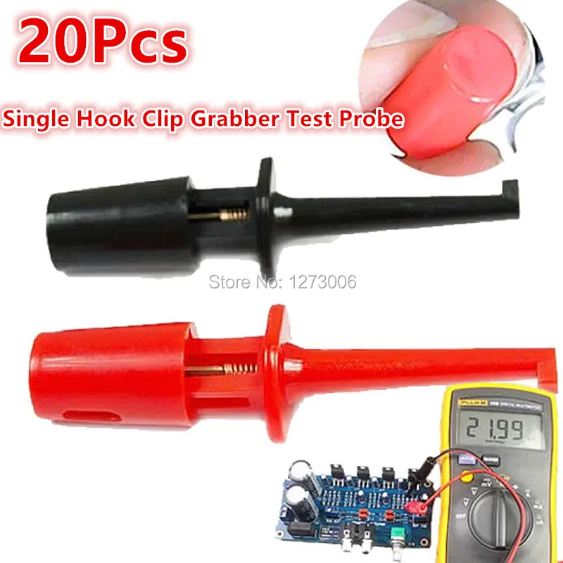 Universal 20Pcs Mini Single Hook Clip Grabber Test Probe For Multimeter Logic Analyzers Single